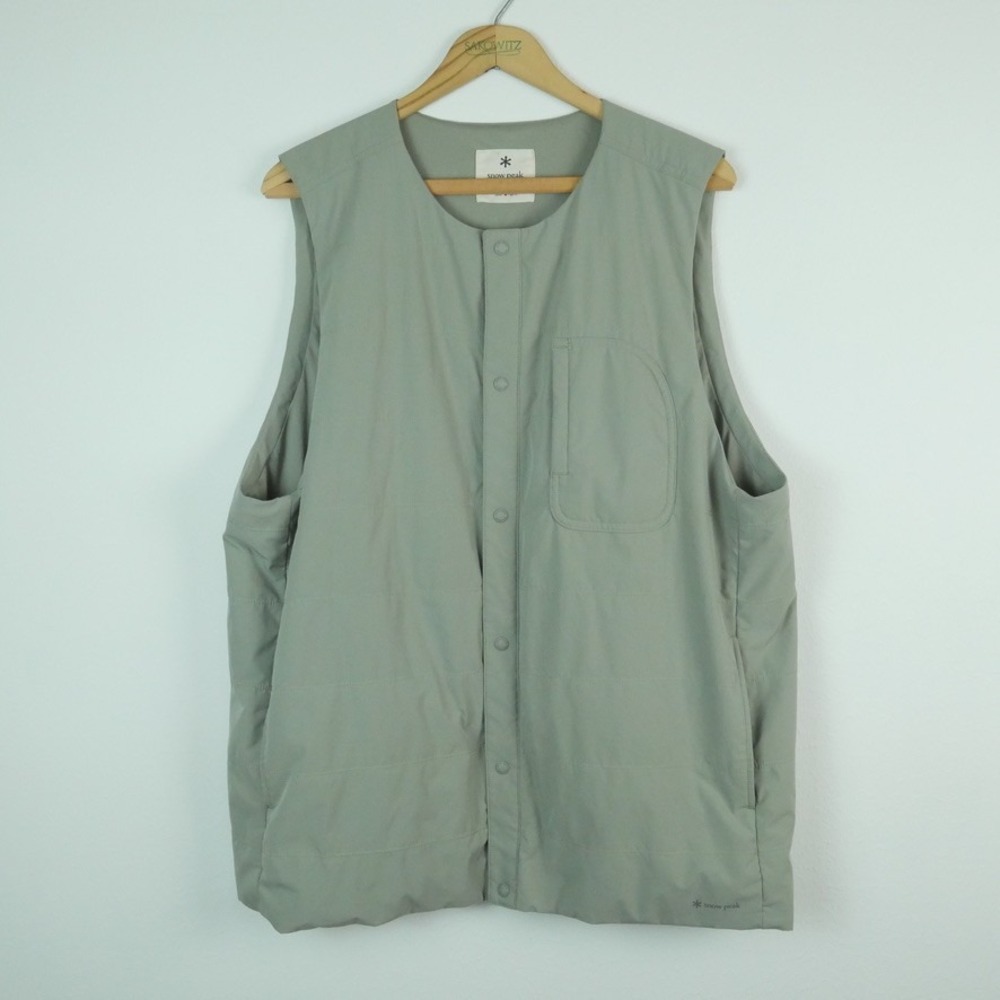Snow Peak Flexible Insulated Vest XL Sage Green Snap Front Gorpcore Minimal